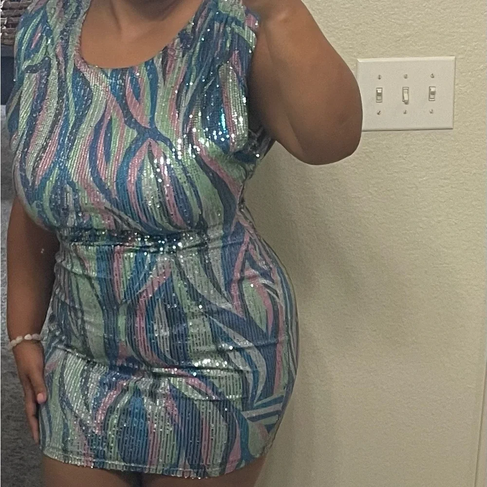 Fashion Nova Pastel Sequin Dress - Picture 2 of 4